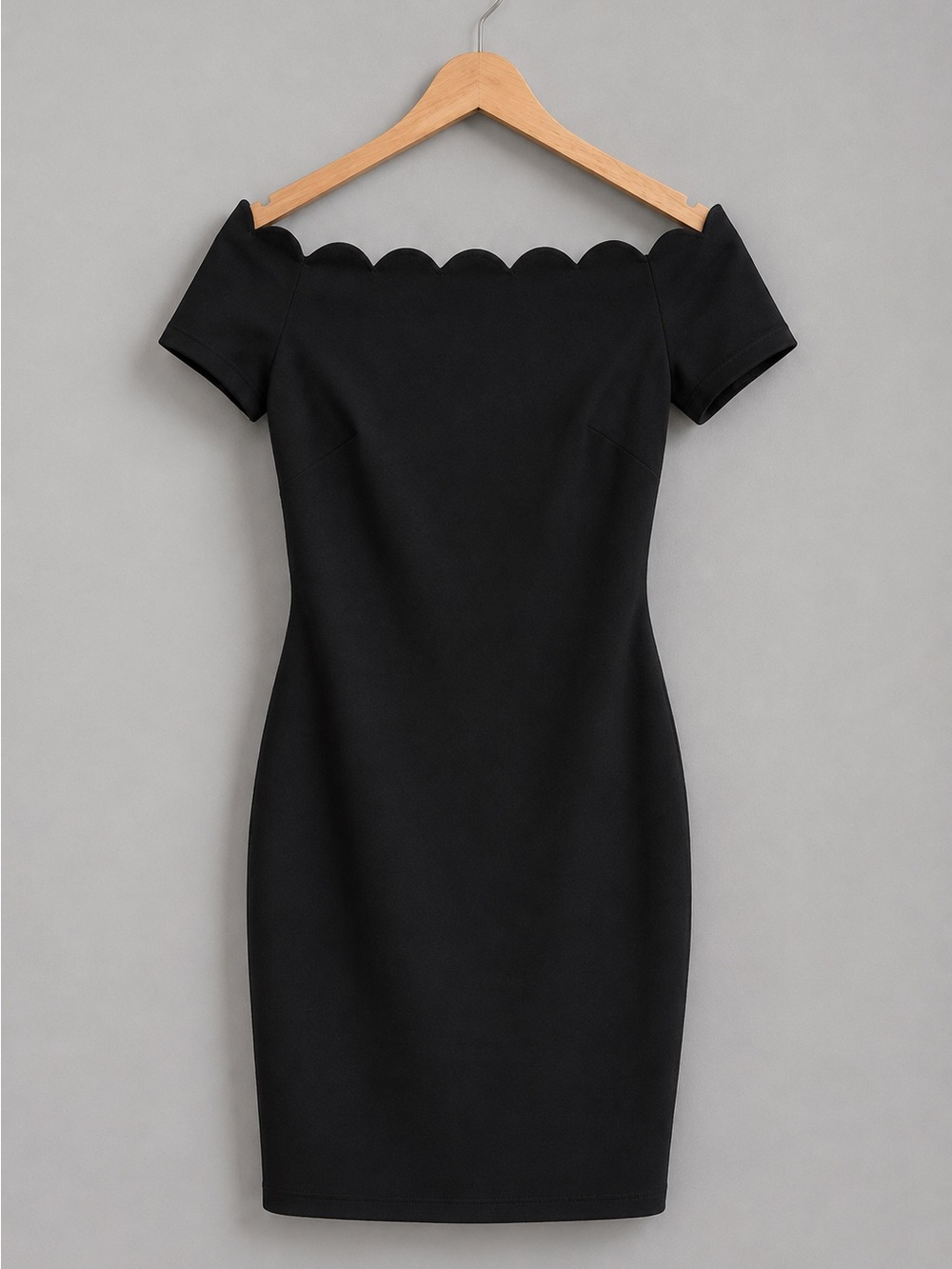 B Darlin Black Scalloped Off Shoulder Sheath Dress Size 11/12